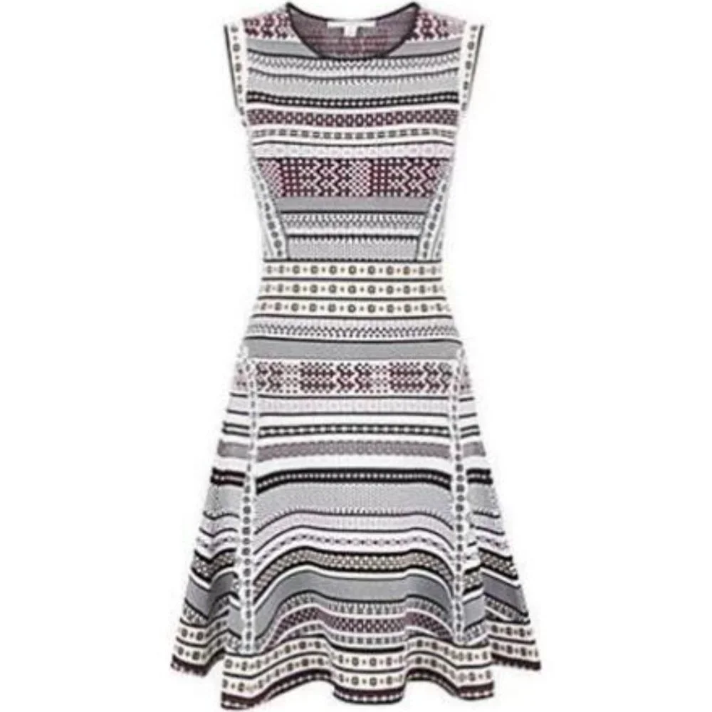 DVF Diane Von Furstenberg ELEANOR Stretch Fit and Flare Dress Banded Dot - Picture 1 of 12